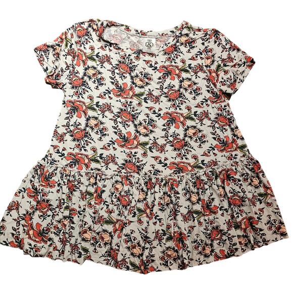 Agnes & Dora Top Womens Soft Swing Floral Ruffle Tunic Size XS (620) - Picture 1 of 6